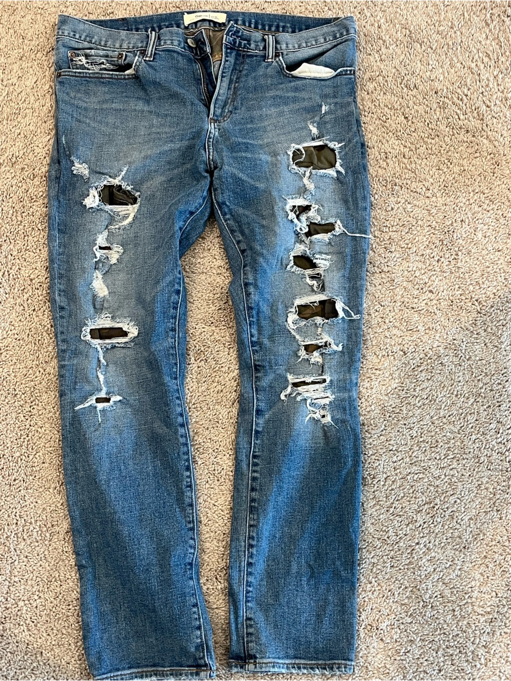 GAP Men's Distressed Dark Blue Skinny Jeans